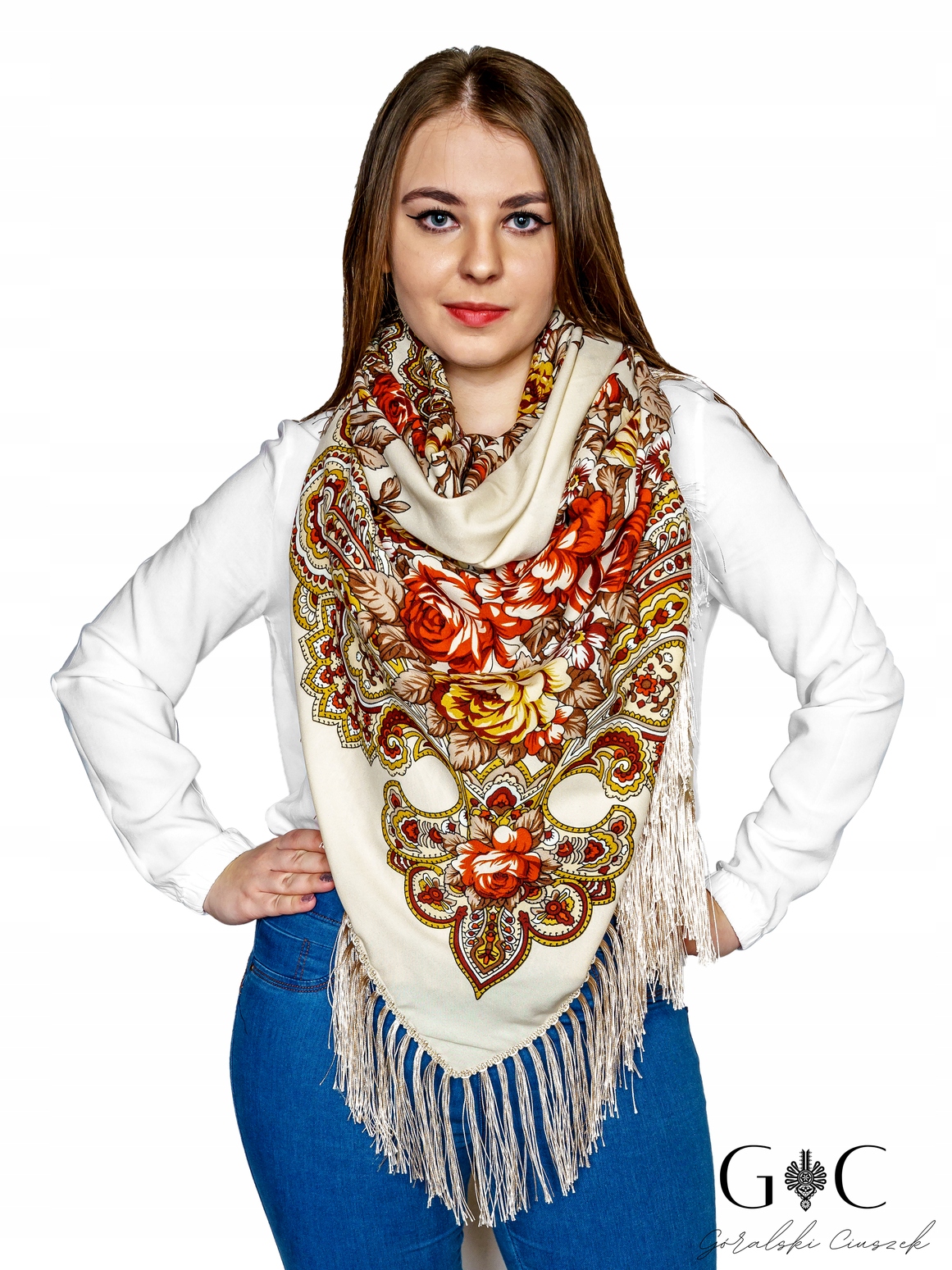 

Chusta góralska folkowa 80% wełny oraz20% wiskozy