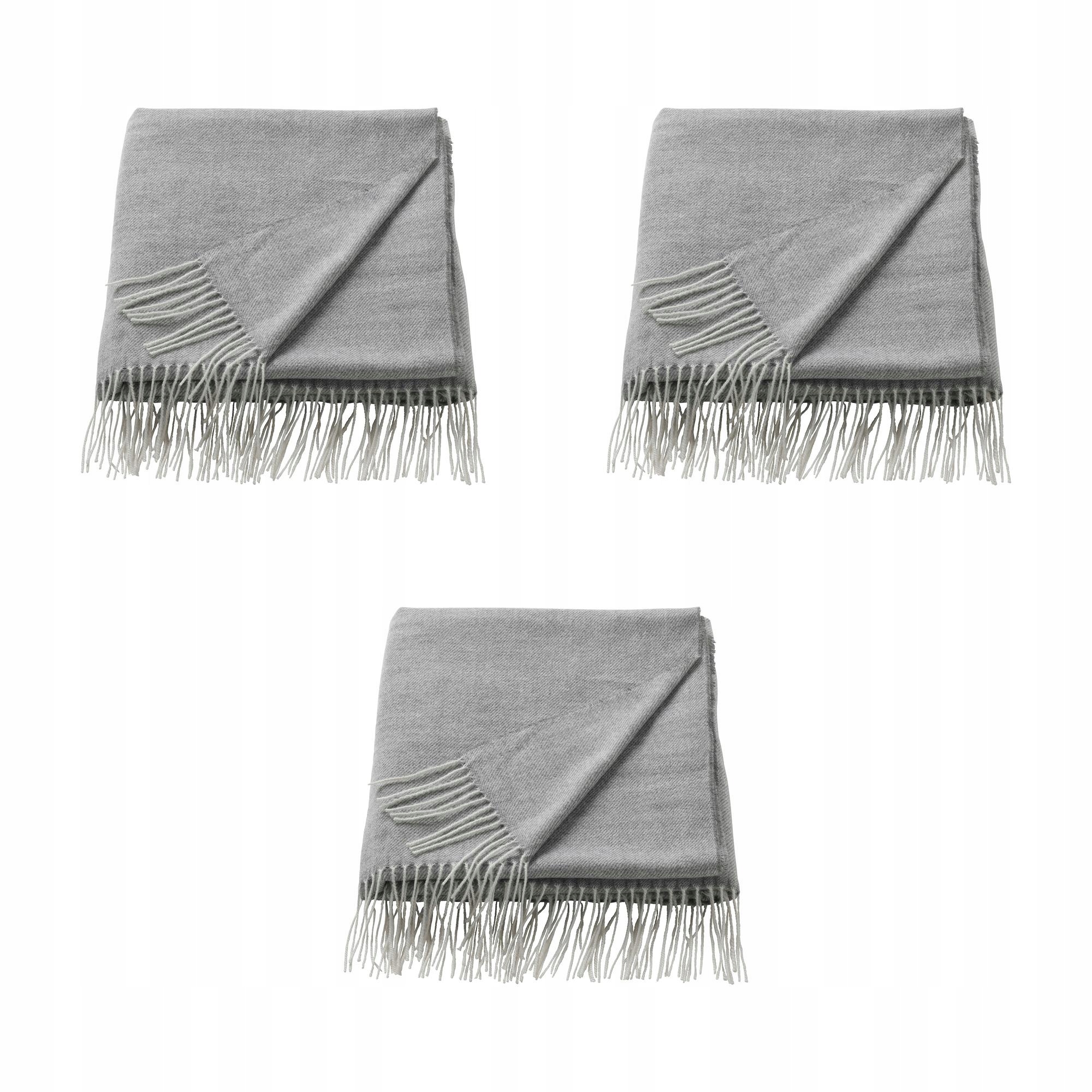 3 ks Šedý pléd 120 x 160 cm měkký s třásněmi Holmvi