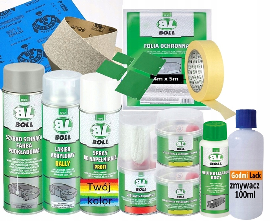 Zestaw naprawczy z kolorem 2 szpachle żywica neutralizator rdzy 60 ml