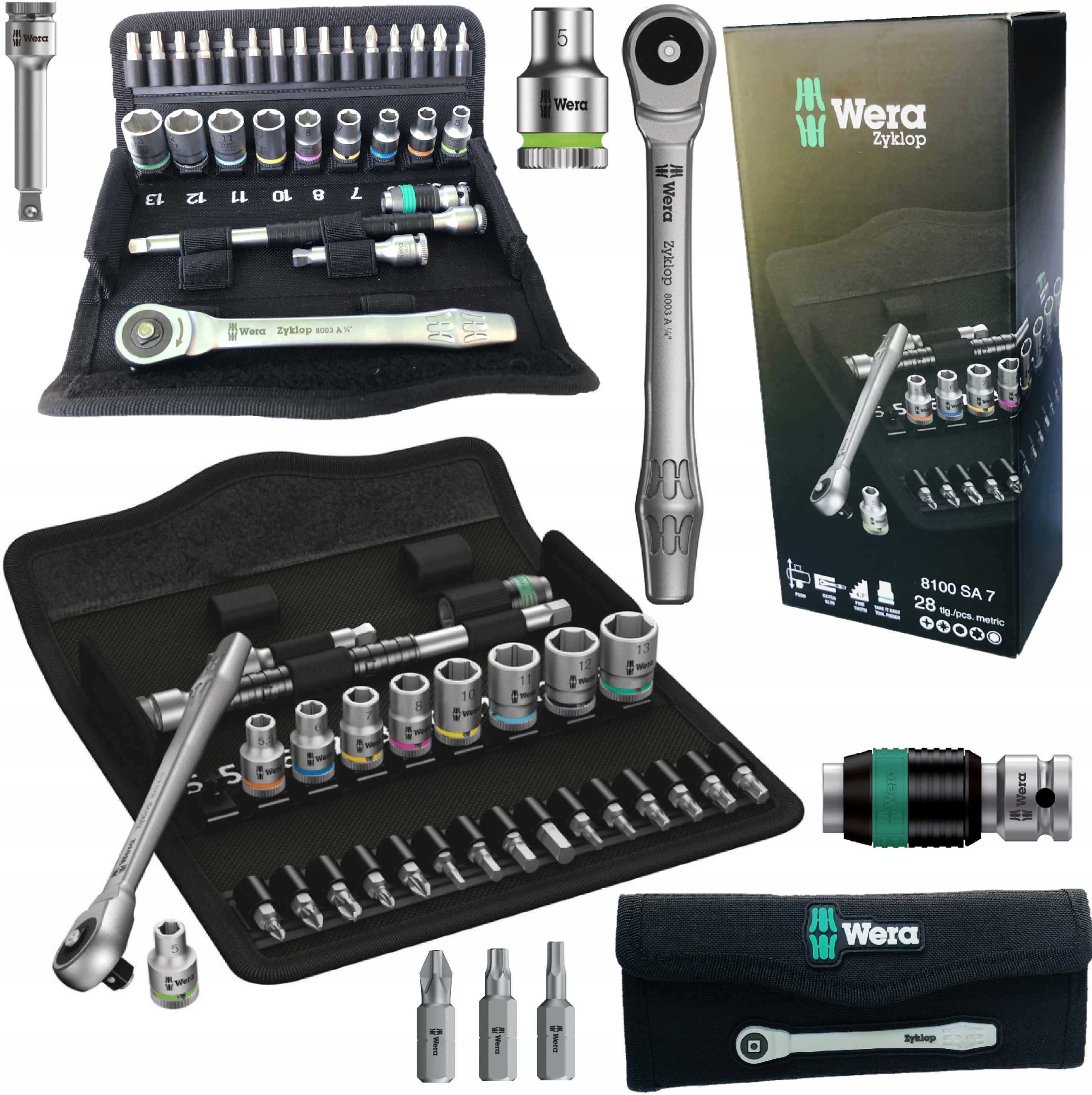 Sada nastrcne klice 1/4" Zyklop push 28ks. Wera