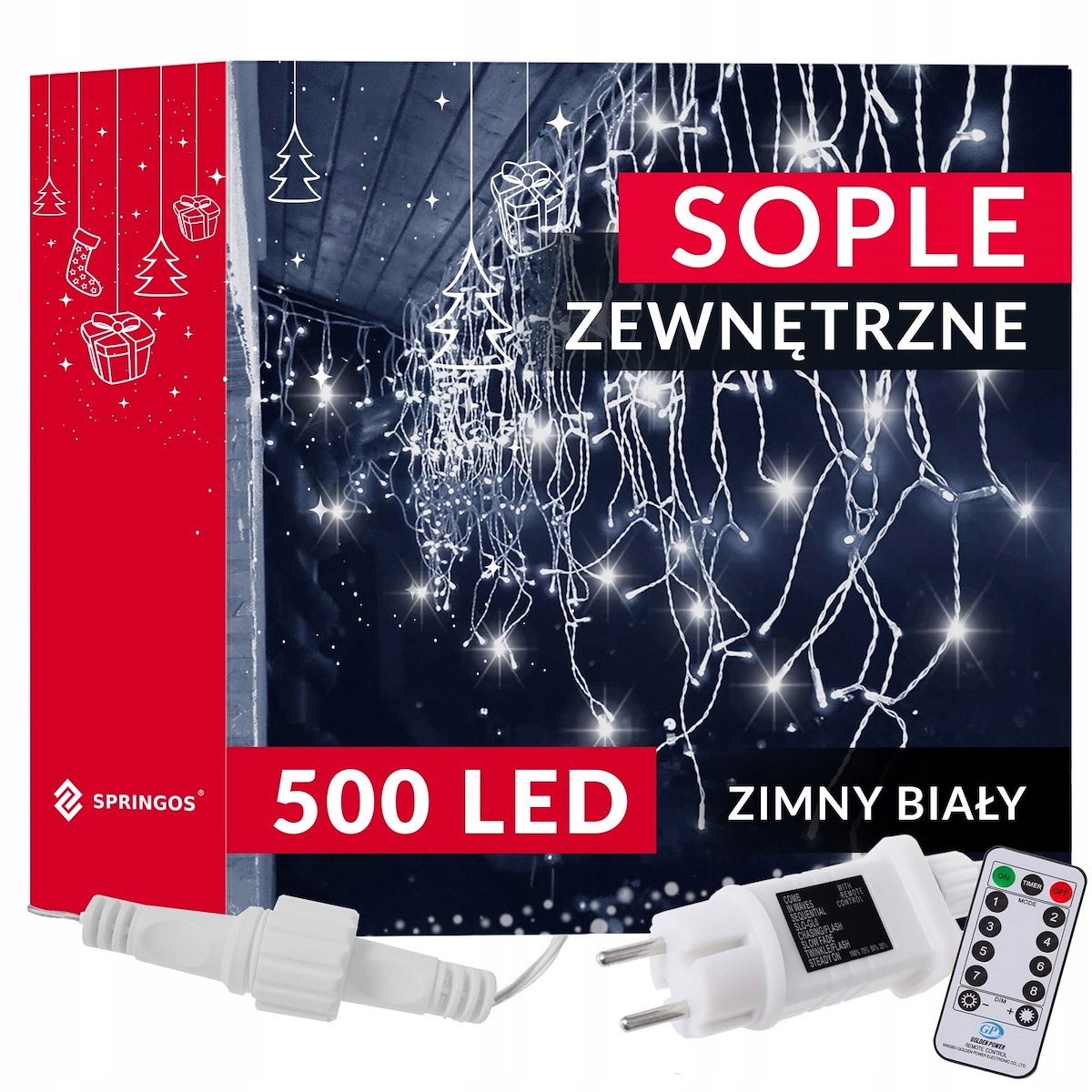 

Lampki Choinkowe 1000LED 8 Funkcji Białe 45M