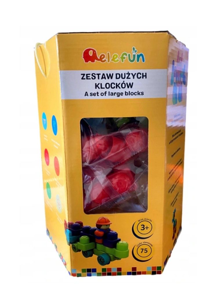 ZESTAW DUŻYCH KLOCKÓW - ELEFUN 75 ELEMENTÓW