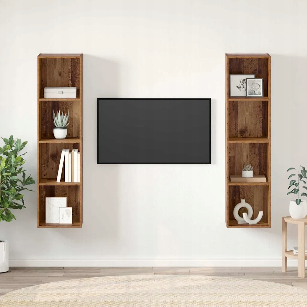 vidaXL Sestava Tv skříněk Nástěnný 2 pcs Hnědá 37 x 37 x 142,5 cm