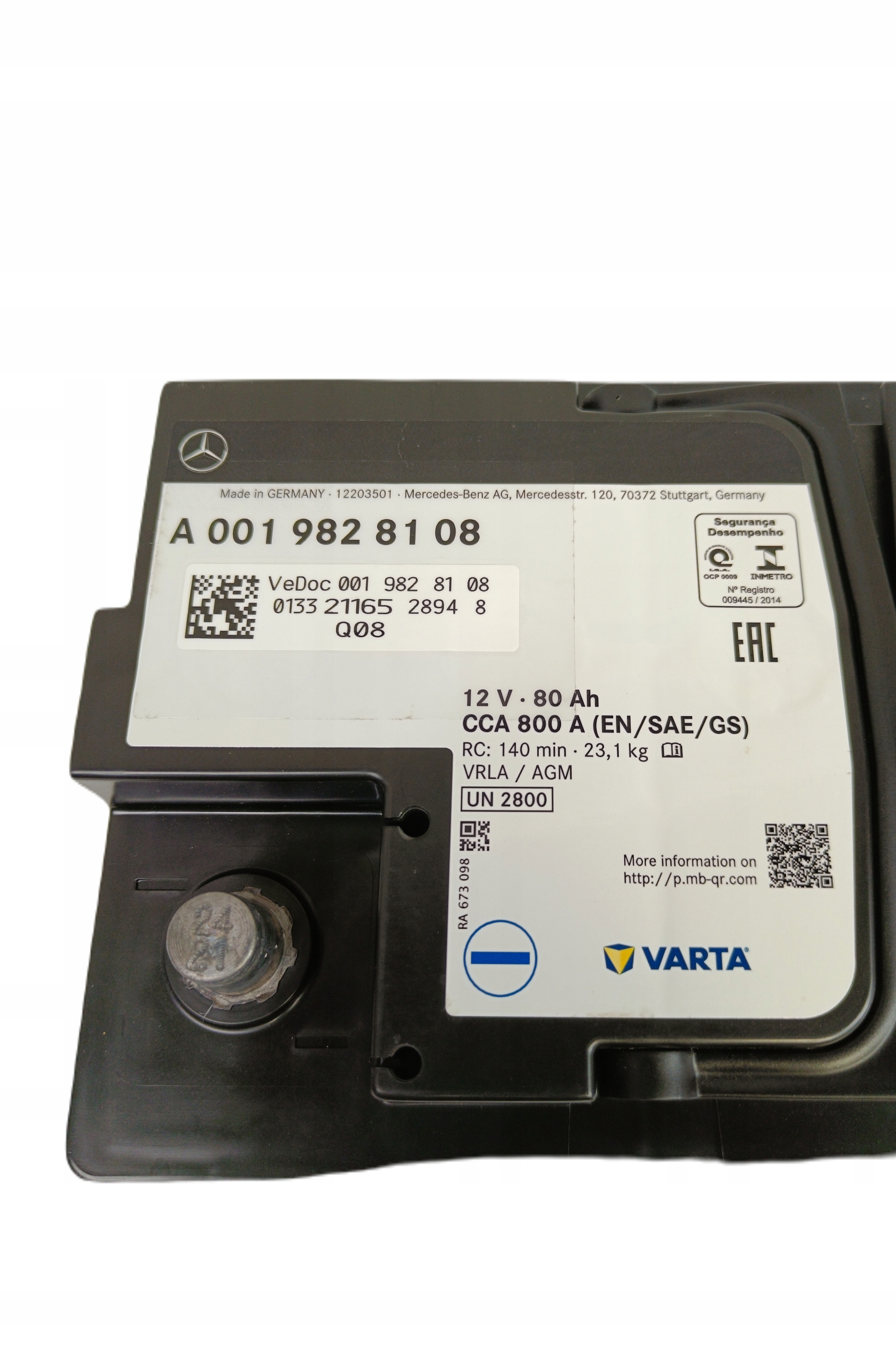 Buy BATTERY MERCEDES\/VARTA ORIGINAL AGM 80AH 800A used from Poland