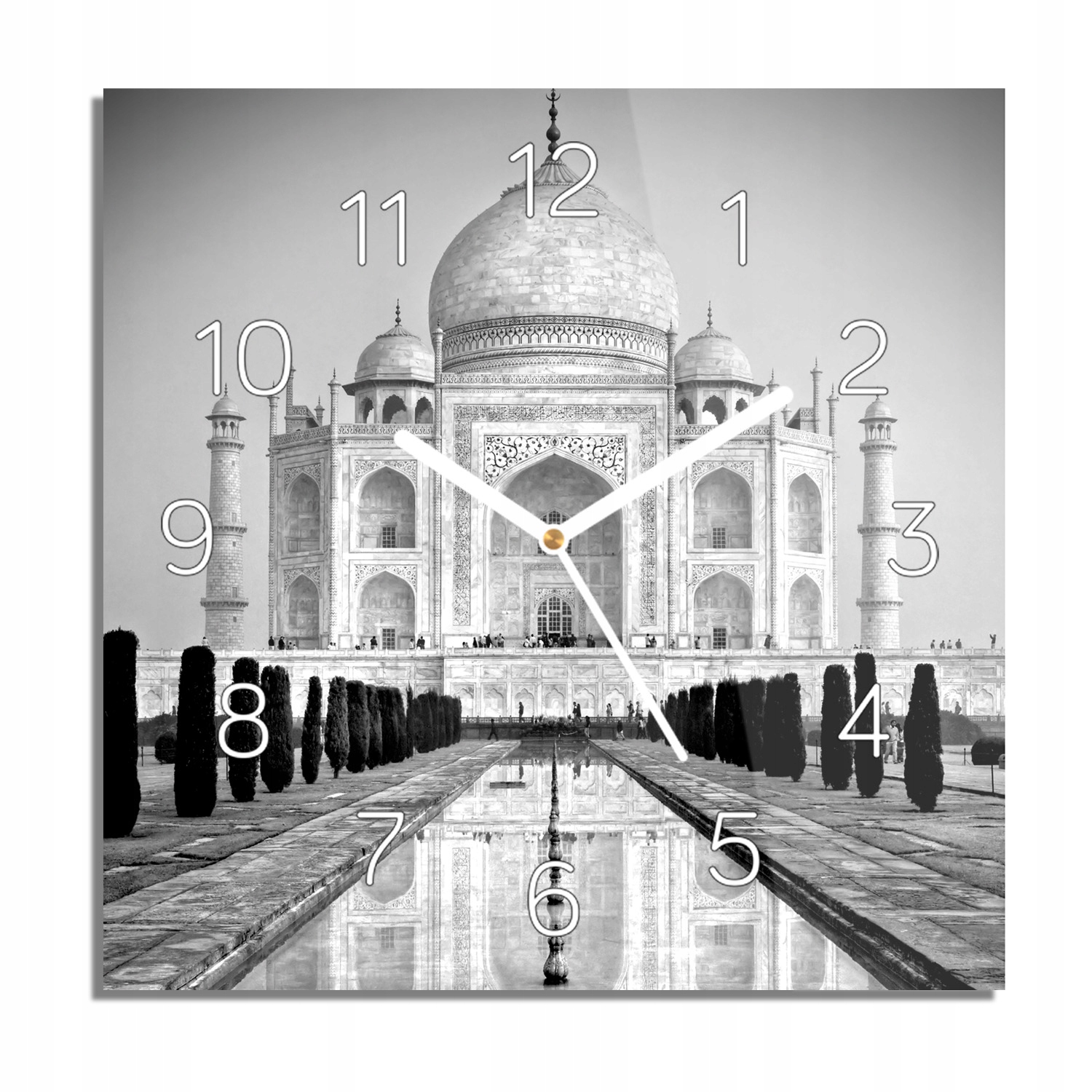 

Taj Mahal Indie zegar na szkle kwadrat 30x30 cichy