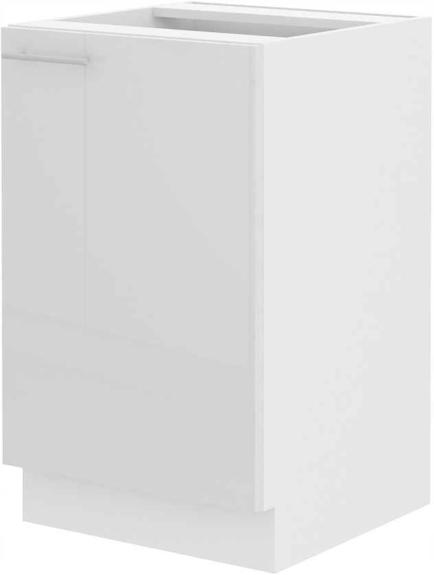 Kuchyňská skříňka stojící pod dřezem 50 cm, spodní část, bílý lesk, Mdf.