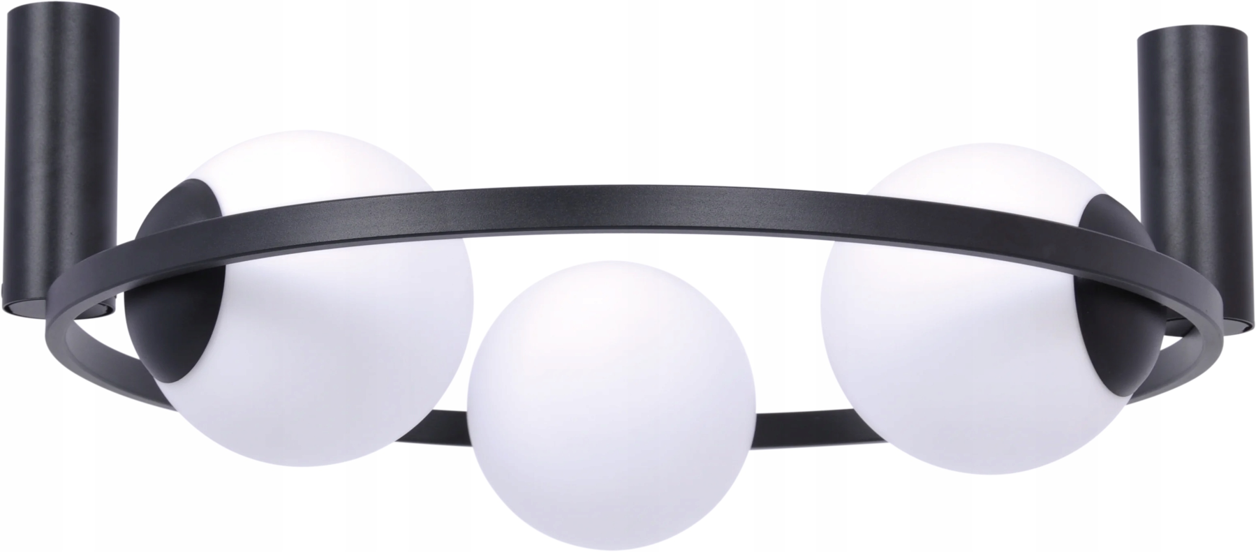 Čierna okrúhla stropná lampa 58 cm, biela sklenená guľa, 3 body Zuma Line