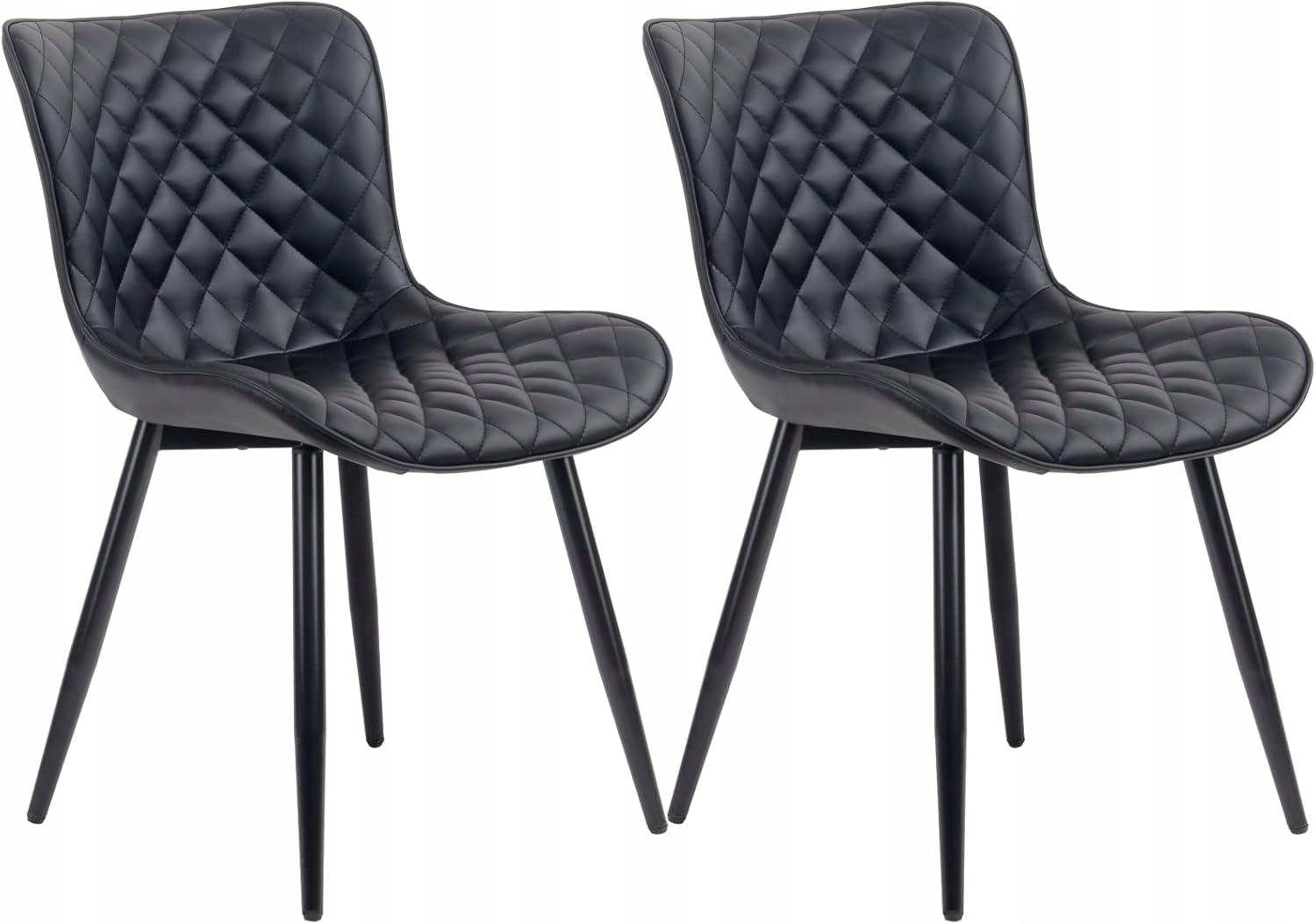 Younike stoličky do jedálne 2ks čalúnené Pu kožou, kovové nohy, čierne