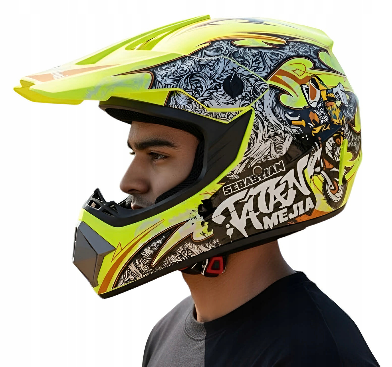 Kask Crossowy Lekki Enduro Quad Atv Cross Bmx Kask Na Hulajnoge Fluo M