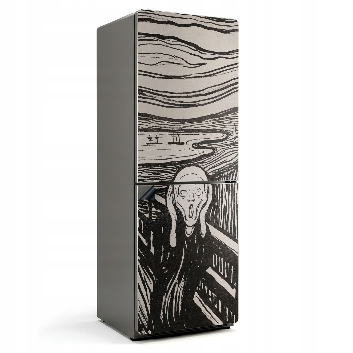 Magnetická krytka na chladničku Krik Edward Munch linoryt 70x190