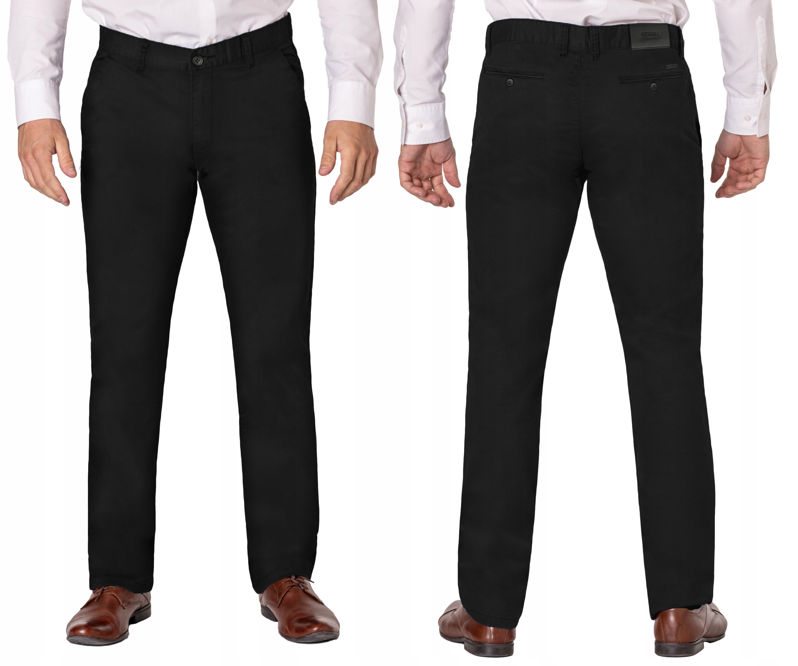 Czarne Wizytowe Spodnie Męskie Chinosy Materiałowe 67021 W30 L32