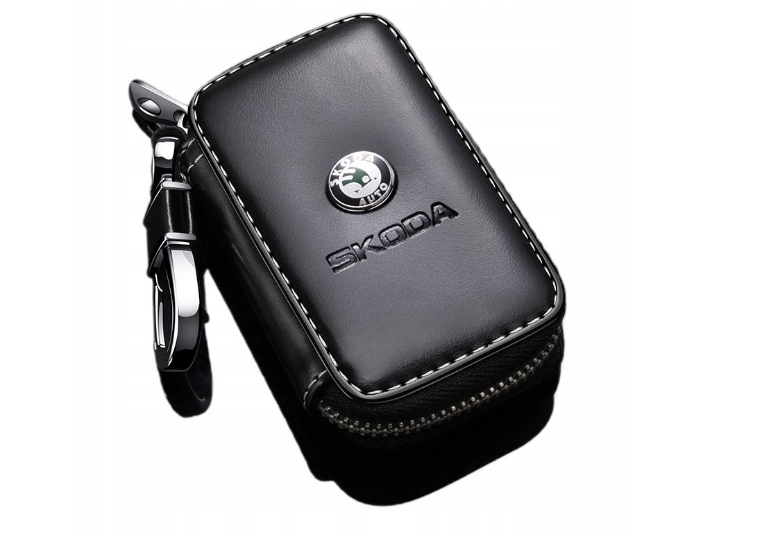 Skoda Etui Pokrowiec Skórzany Na Kluczyk Czarny
