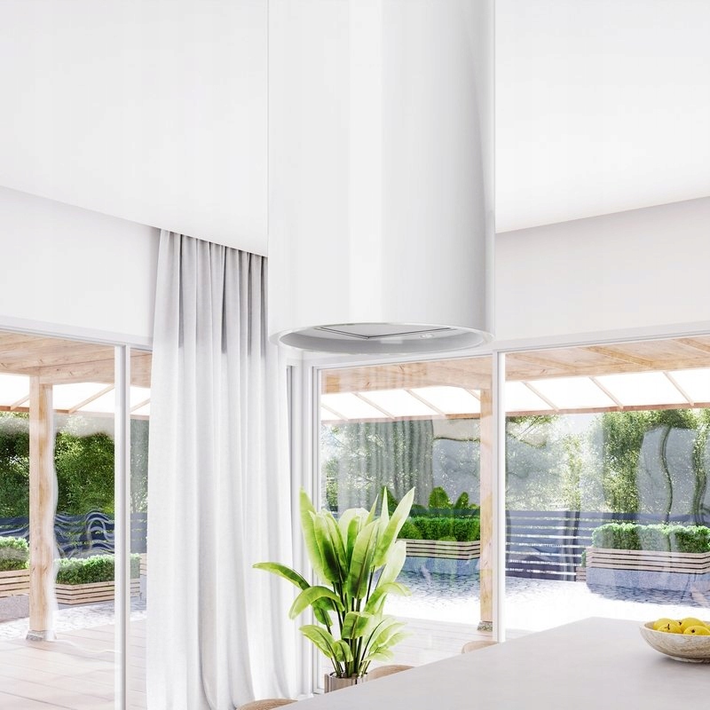 OKAP KUCHENNY WYSPOWY TUBA GLOBALO NEWELIO 39 cm BIAŁY MOCNY WYDAJNY LED Model NEWELIO ISOLA 39.1 WHITE