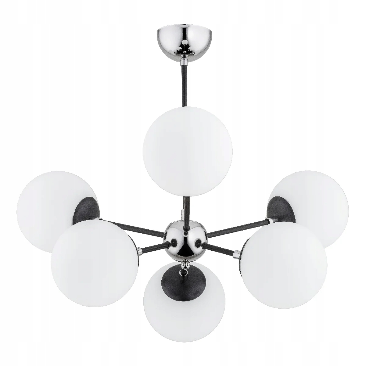 Závesná glamour lampa čierna chrómová 6xE14 sklenené gule Sandy Alfa