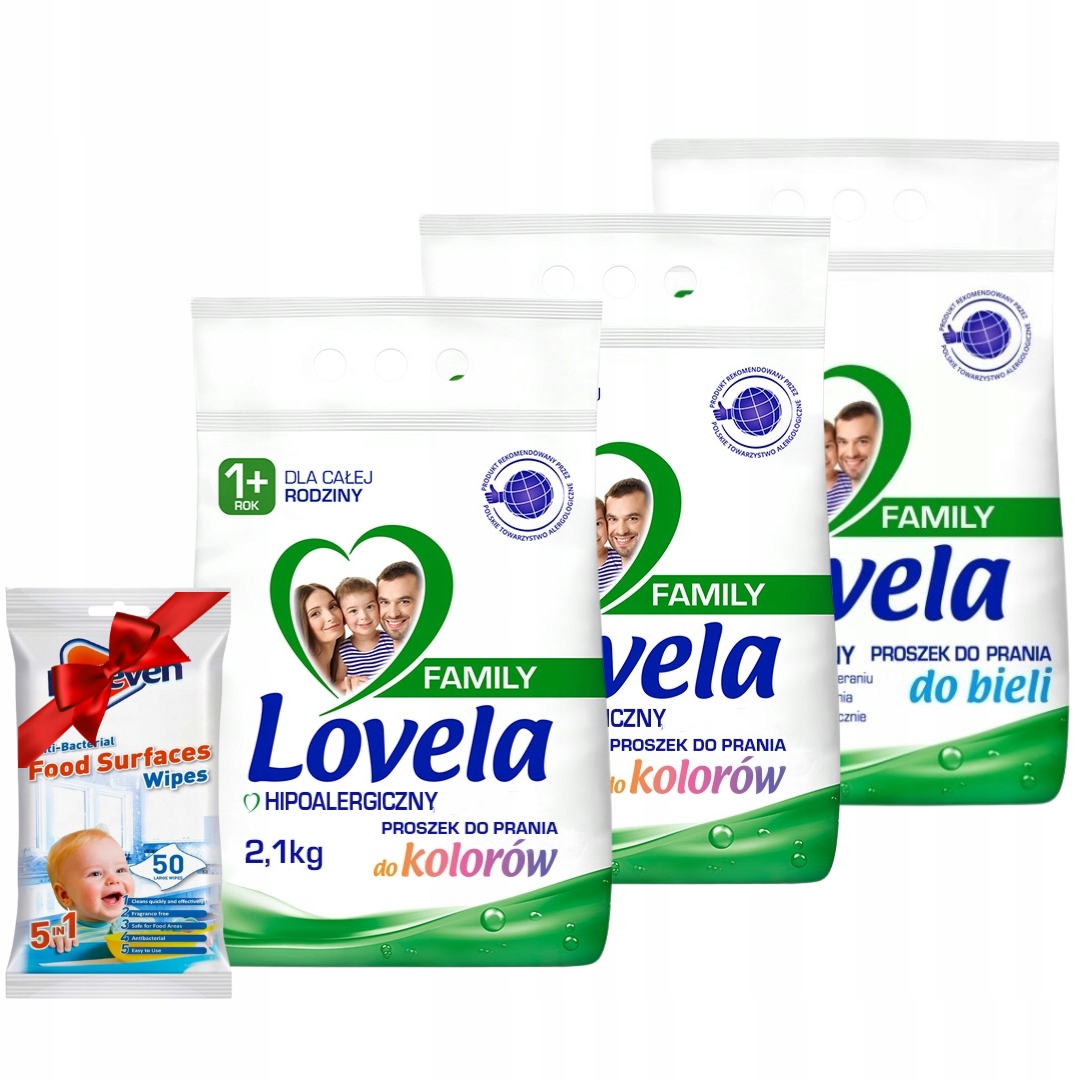 Lovela Family prací prášek bílá barva 2,1 kg x 3 Dárek