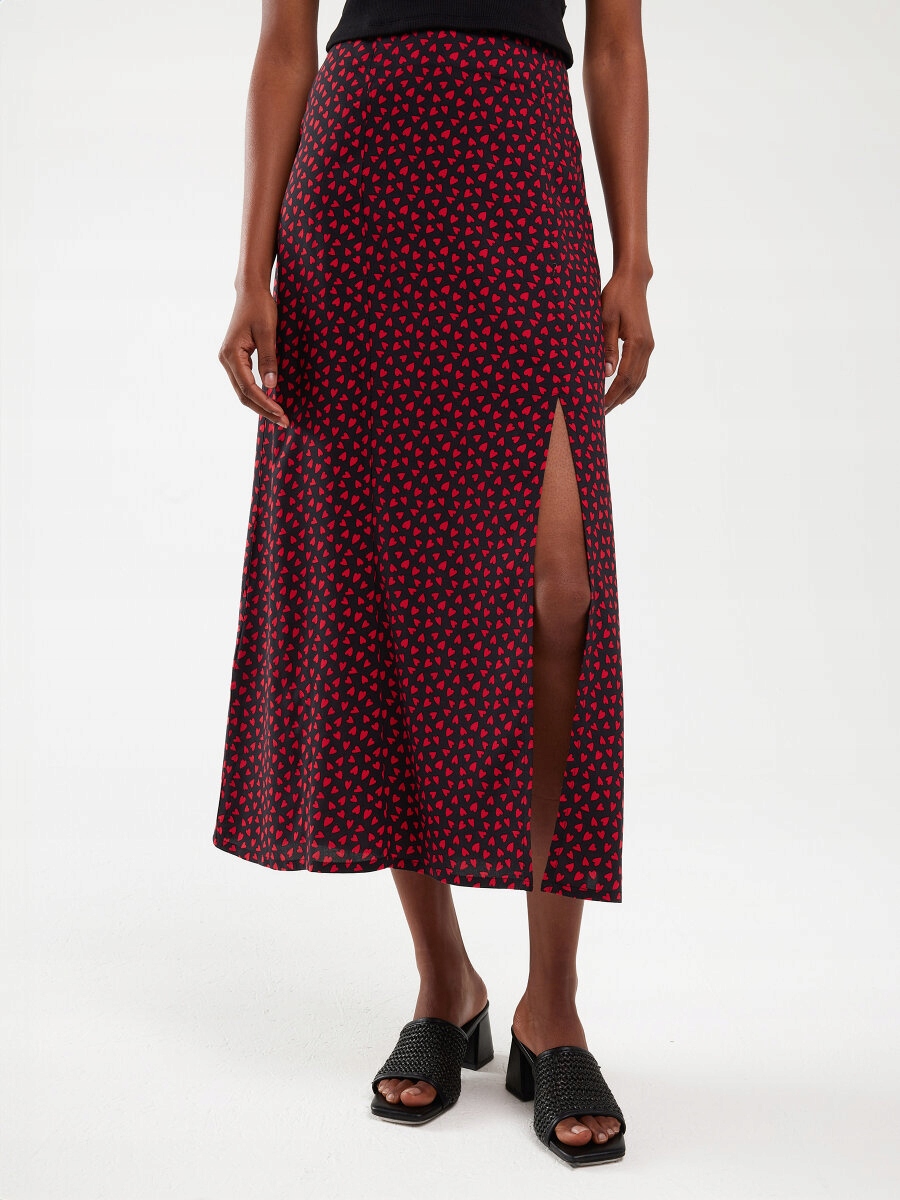 Sukně midi viskózová sukně Big Star se Srdíčka , černá, Deluni 906 L