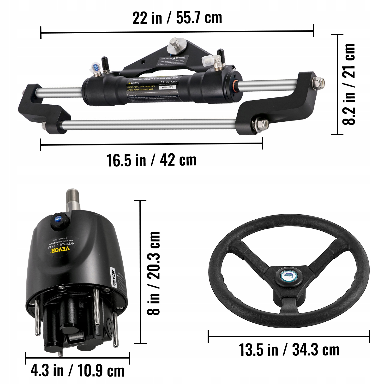 VEVOR Hydrauliczny Zestaw Kierowniczy HK6400A-3 Zestaw Stop Aluminium+PCV EAN (GTIN) 0840281553754