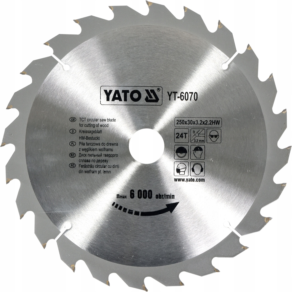 

Tarcza Do Cięcia Drewna Widiowa 250x30mm 24T Yato