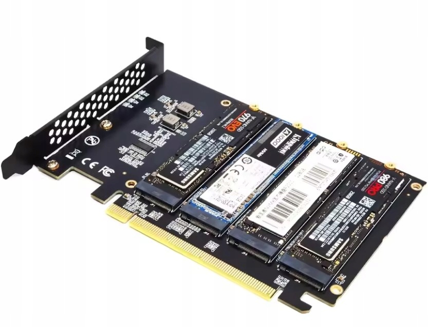 Kontroler 4 Dysków Ssd M.2 NVMe Złącze PCIe x16 Na 4 Dyski M.2
