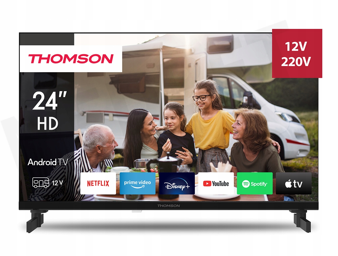 Telewizor Smart 12V 24 Cale Thomson 24HA2S13 Bluetooth WiFi Google Tv DVBT2