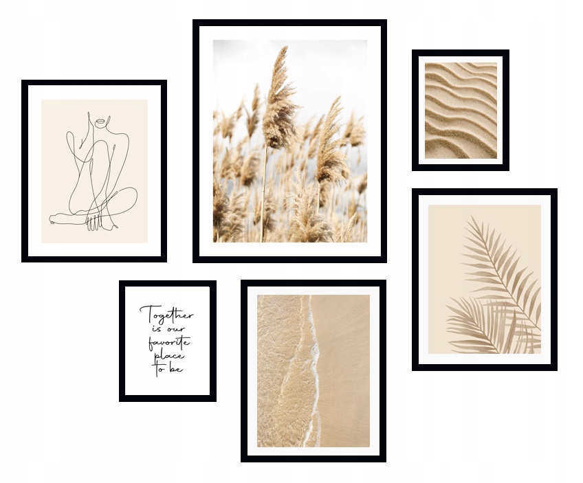 

6x Obraz W Ramie Plakaty Ramka Boho Trawa Pampas