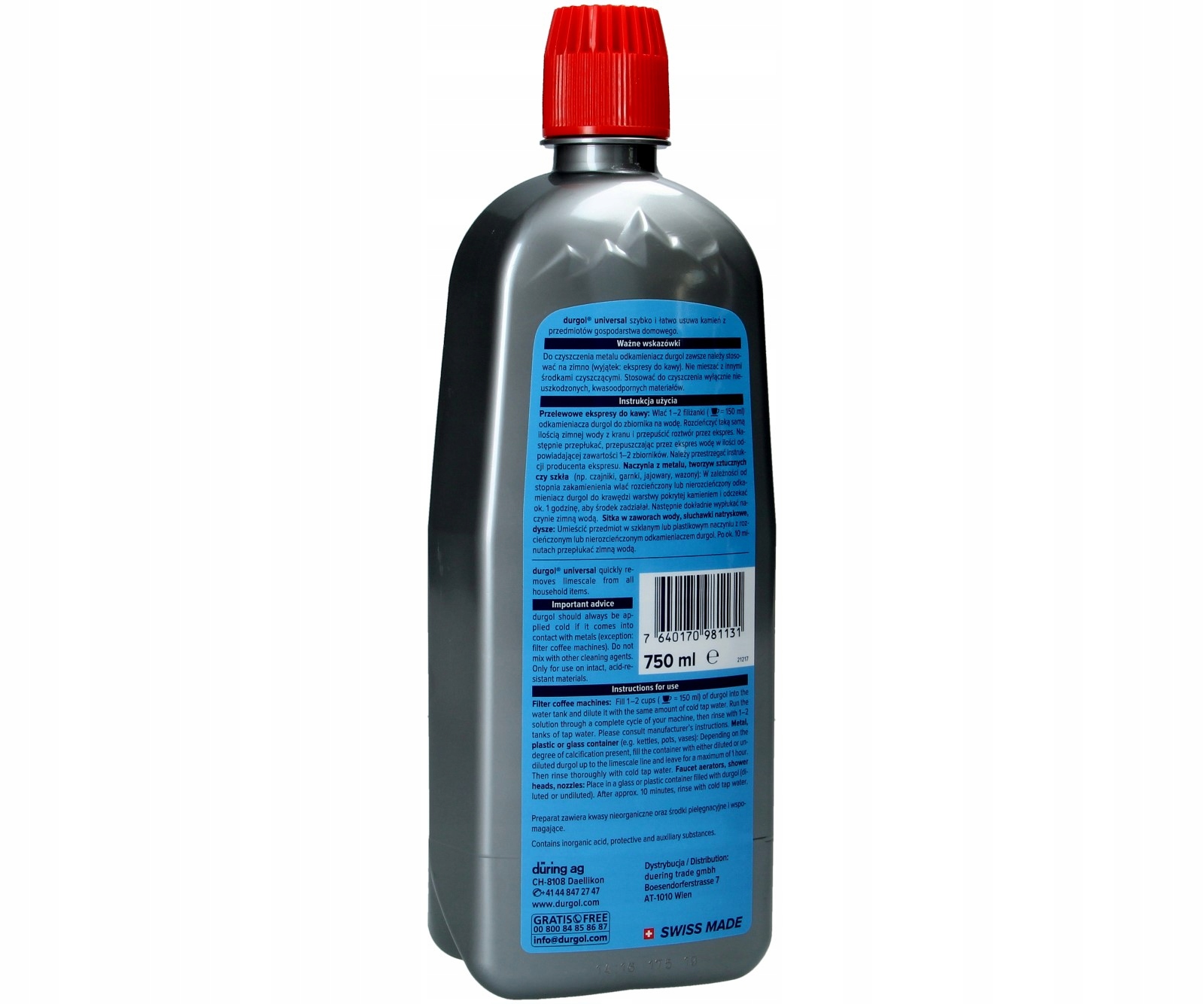 DURGOL ODKAMIENIACZ do ekspresów TCHIBO CAFISSIMO Kod producenta KLU51A4U4