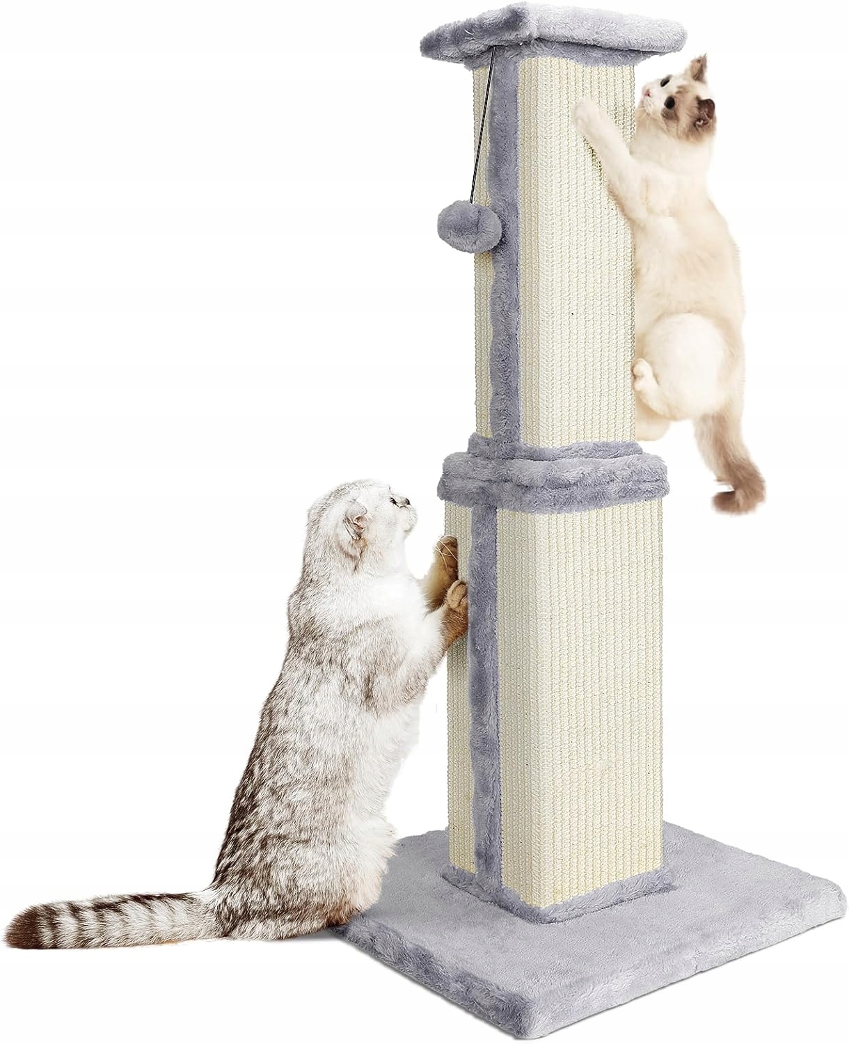 Levně Škrabadlo pro kočky, 80 cm, Škrabadlo z přírodního sisalu se závěsnými míčky