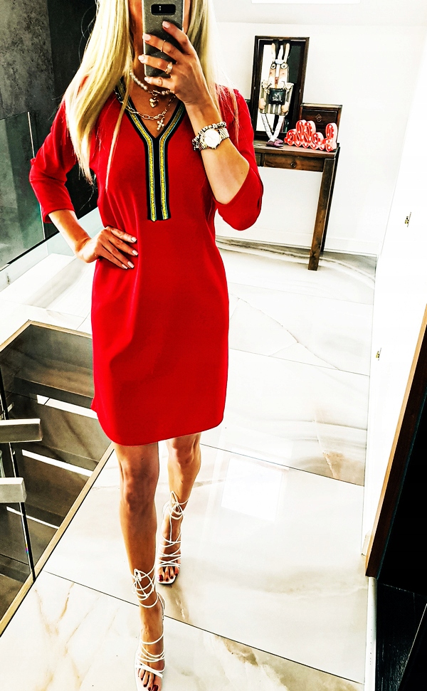 . SUKIENKA CZERWONA PLUS SIZE DŁUŻSZA 98cm 44 Rozmiar XXL