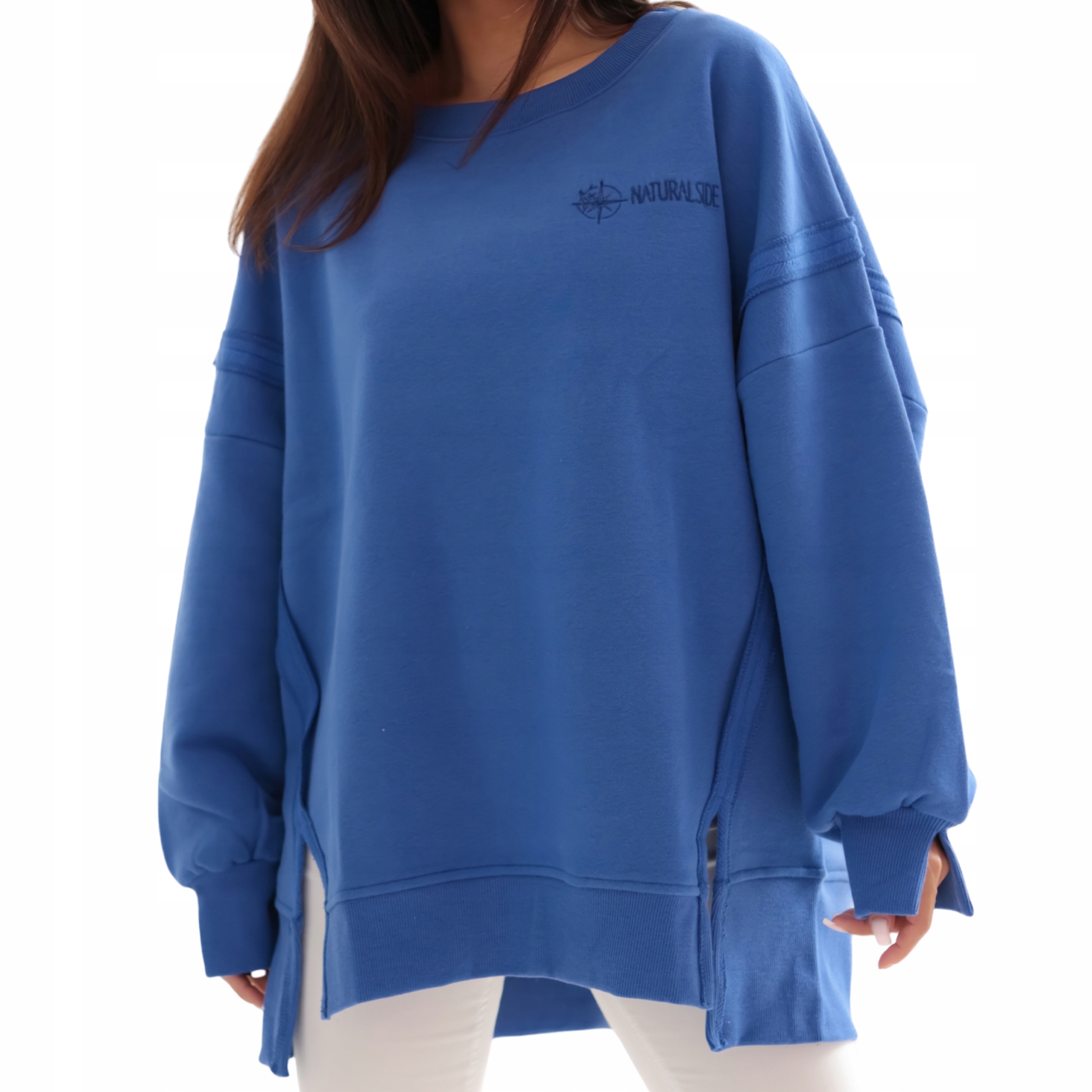 Měkká dámská oversize mikina Premium, modrá M/L