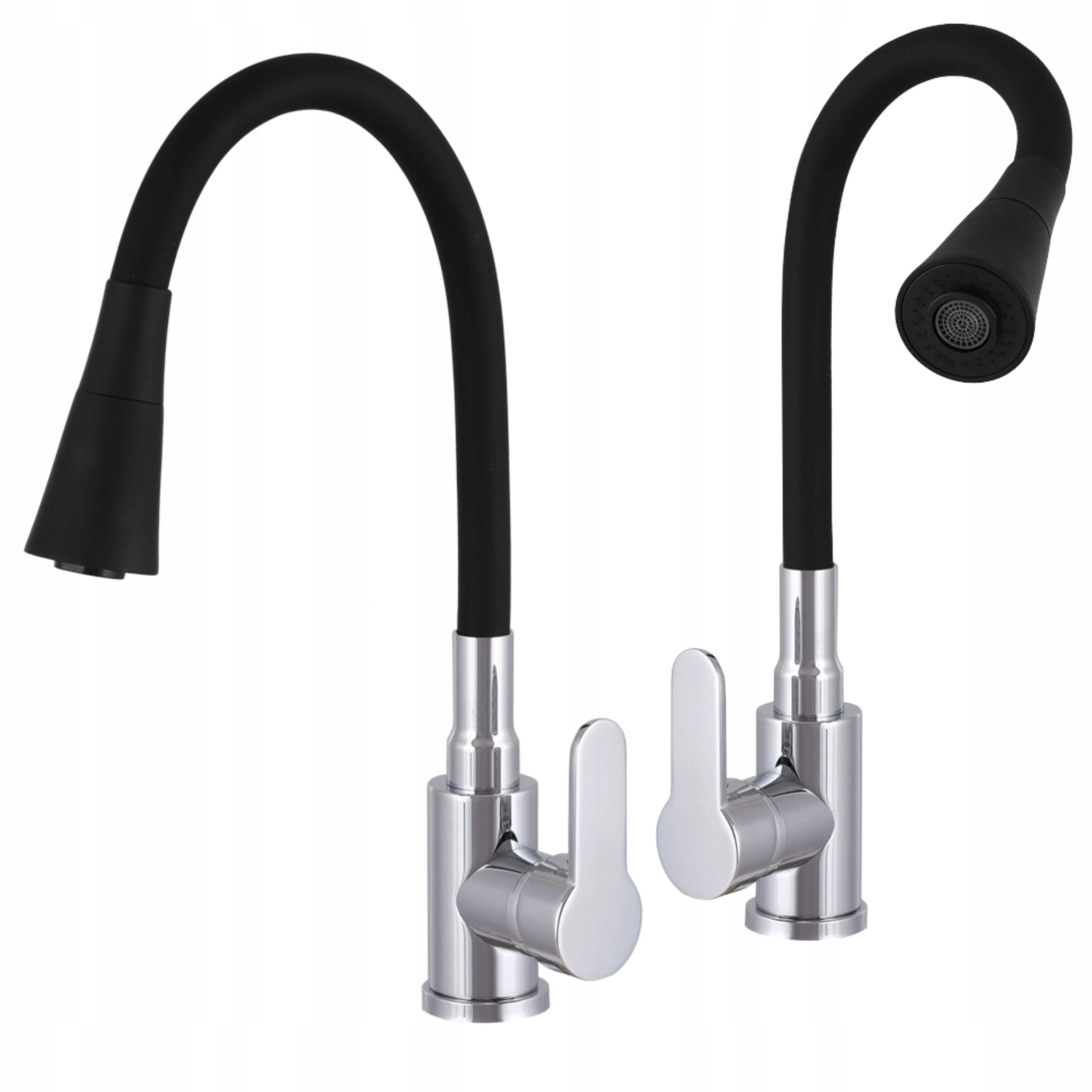 Bateria Kuchenna Flex Kran Do Zlewu Elastyczna Gięta Wylewka Czarna