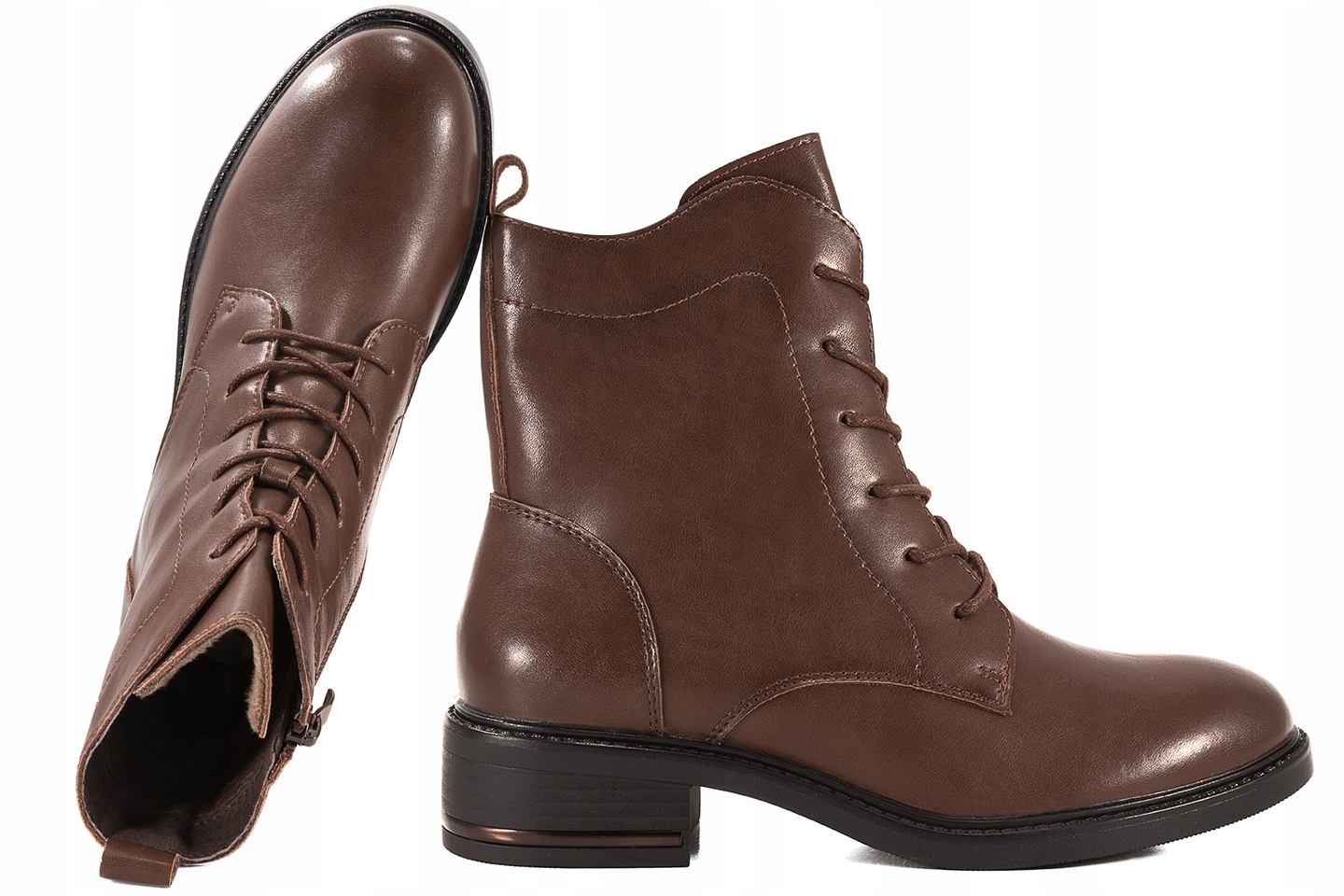 Sergio Leone BT760-S Zimní Boty Kozačky Kotníkové Boty Kůže hnědá 38 Hnědá