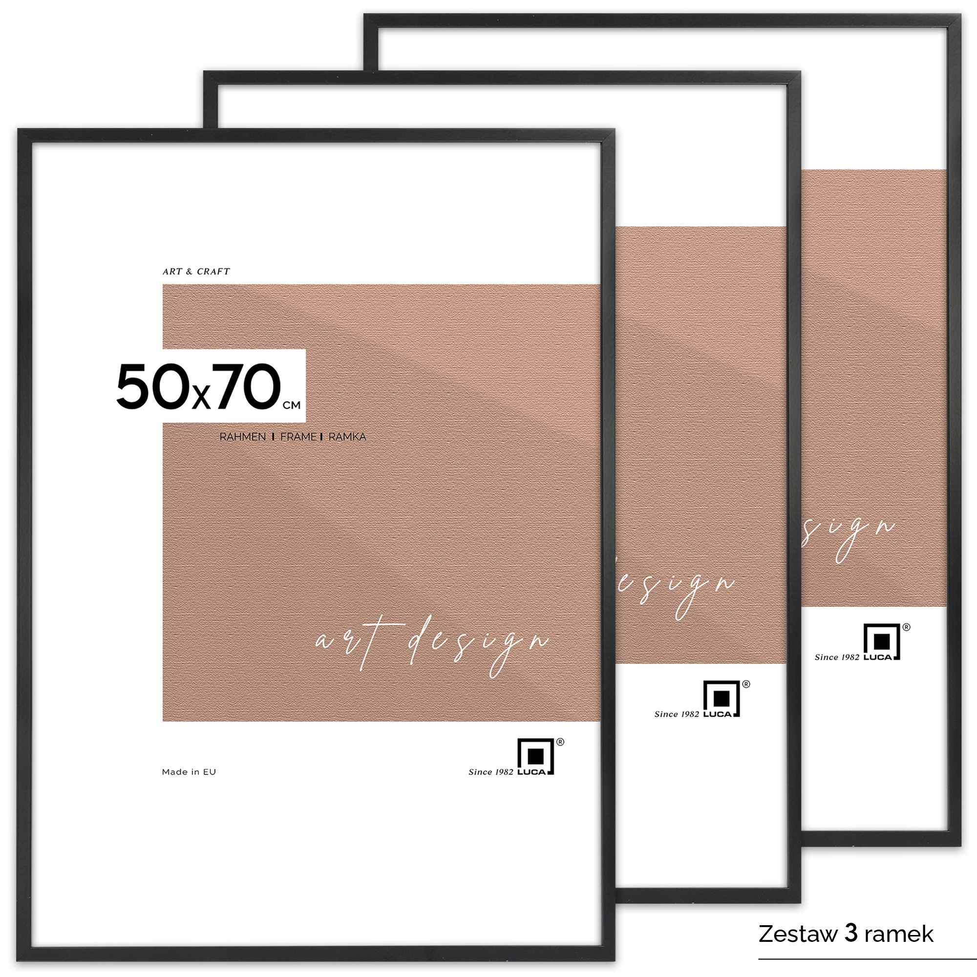 

3x Czarna Ramka Na Zdjęcia 50x70 Czarna 70x50