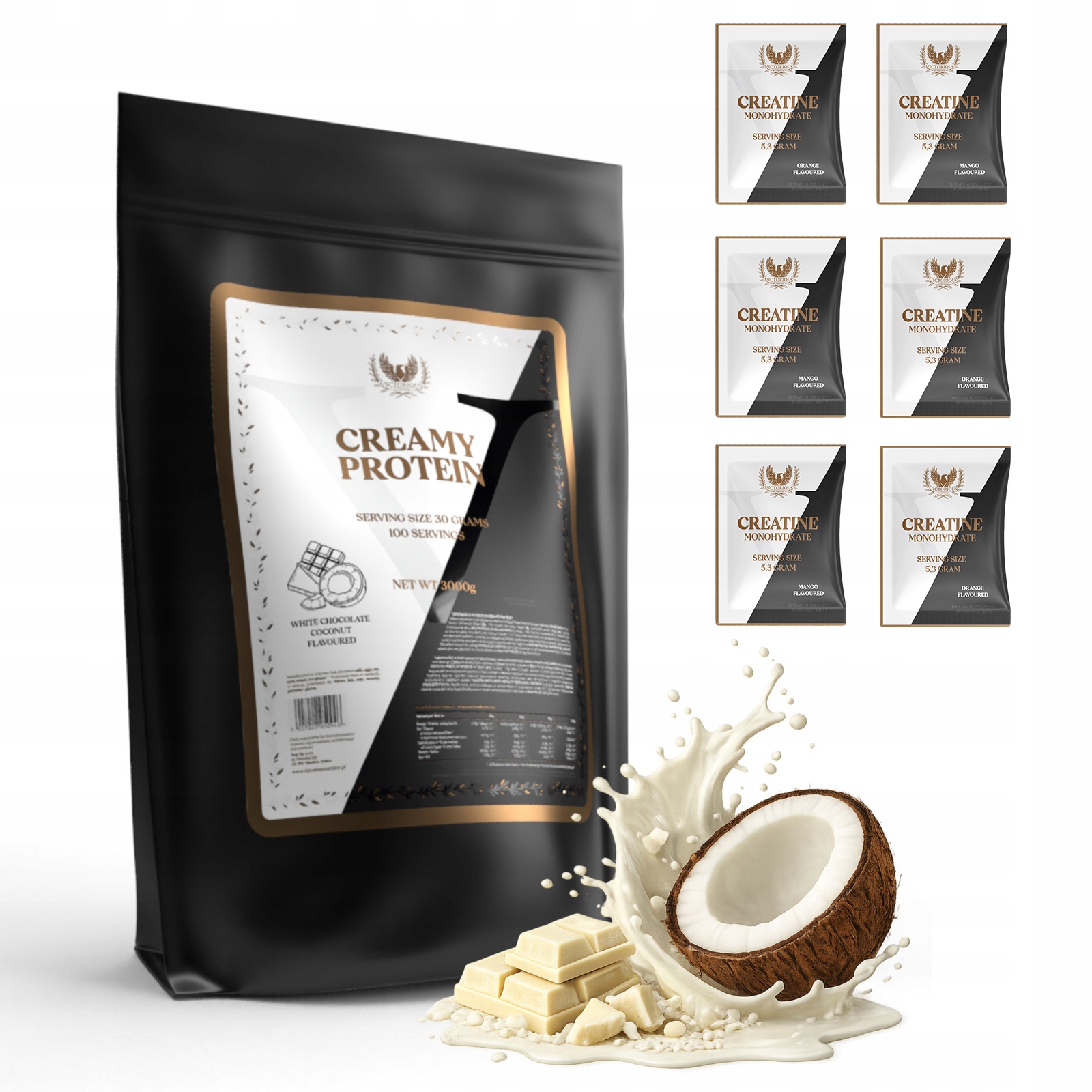 Victorious Creamy Whey Complex 3000g Bílá čokoláda kokos Bílkovina Wpc 3kg