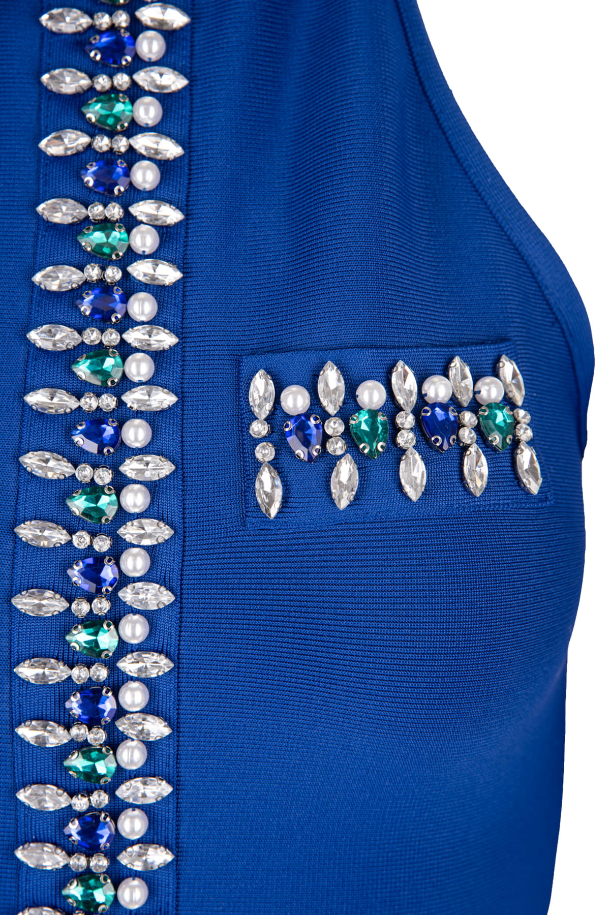 Sukienka bodycon KOBALT z kryształkami - M Wzór dominujący bez wzoru