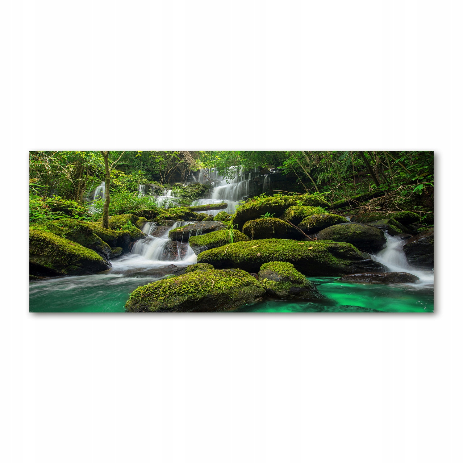 

Foto obraz szkło akryl Wodospad w lesie 125x50 cm