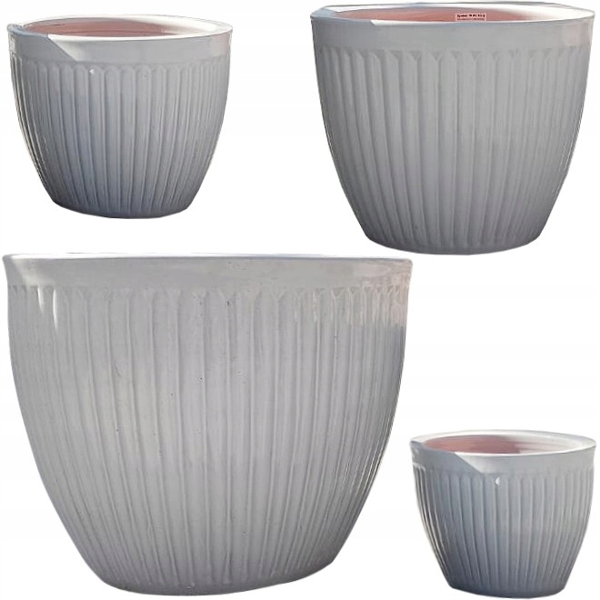 Donice Ogrodowe Balkonowe Tarasowe Ceramiczne Okrągłe Cieślak Zestaw 4 szt.