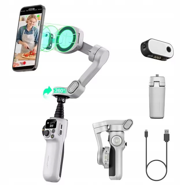Gimbal 3-os Stabilizator MagSafe AOCHUAN SMART P2 Kijek do Telefonu + LED
