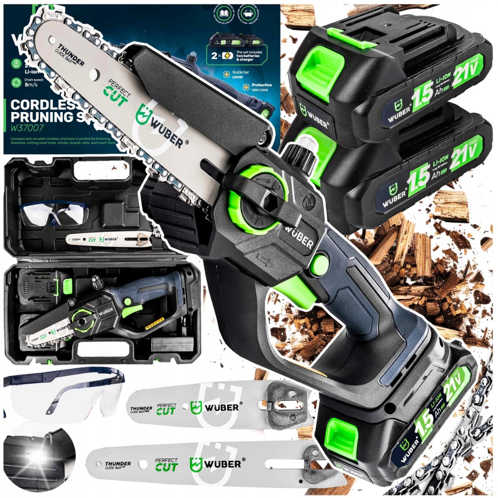 Mocná řetězová pila na akumulátor Mini Pila na větve Set 2x aku