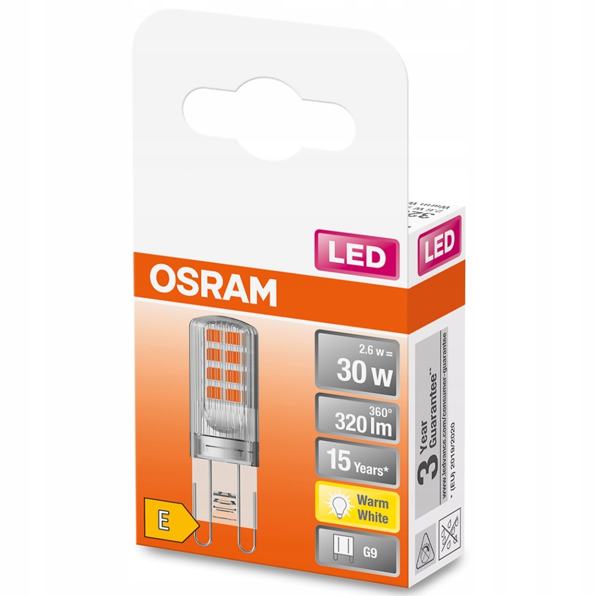 Żarówka LED G9 KAPSUŁKA 2,6W = 30W 2700K OSRAM Marka Osram