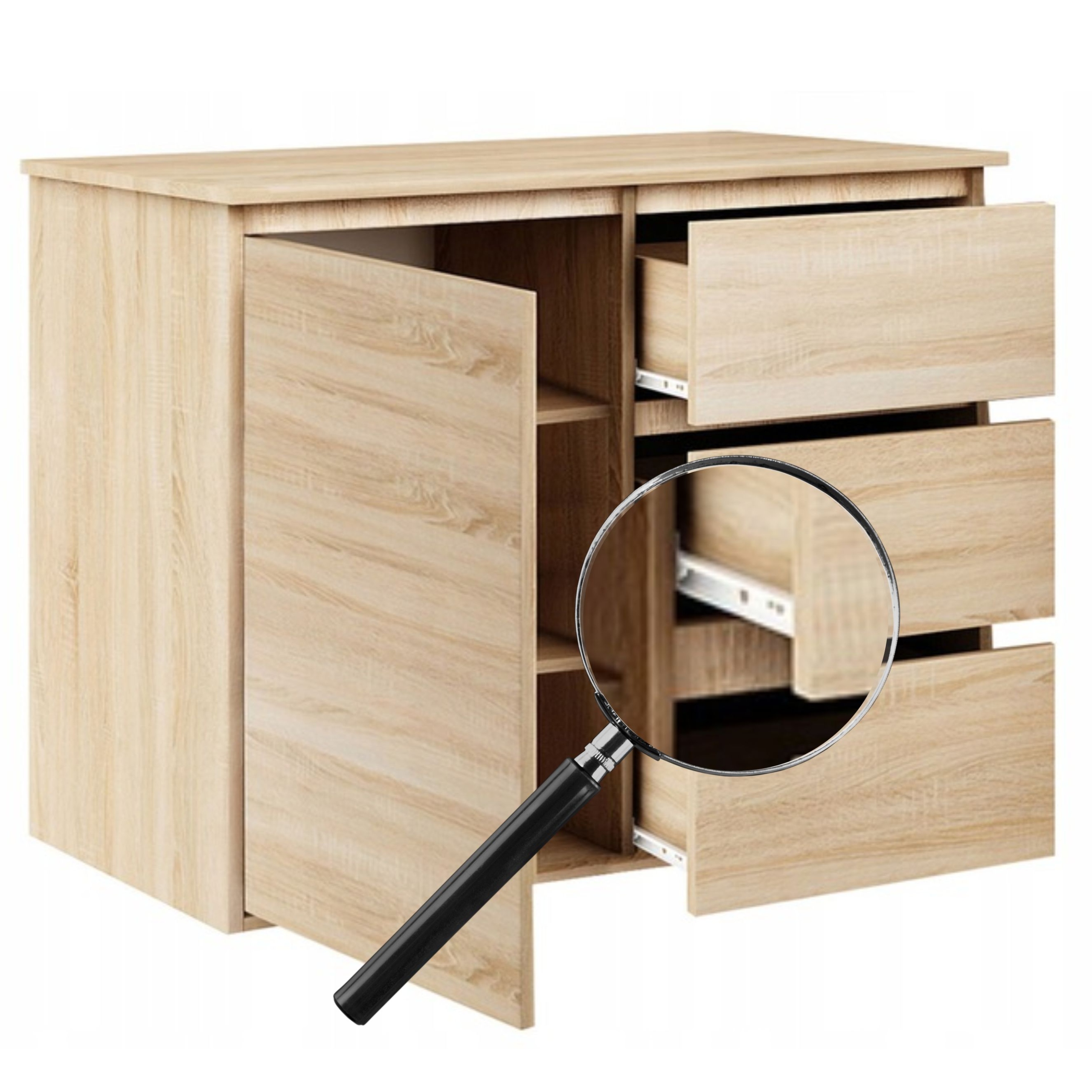 KOMODA MEGAN K2 DĄB SONOMA 90CM do salonu pokoju Liczba szuflad 3