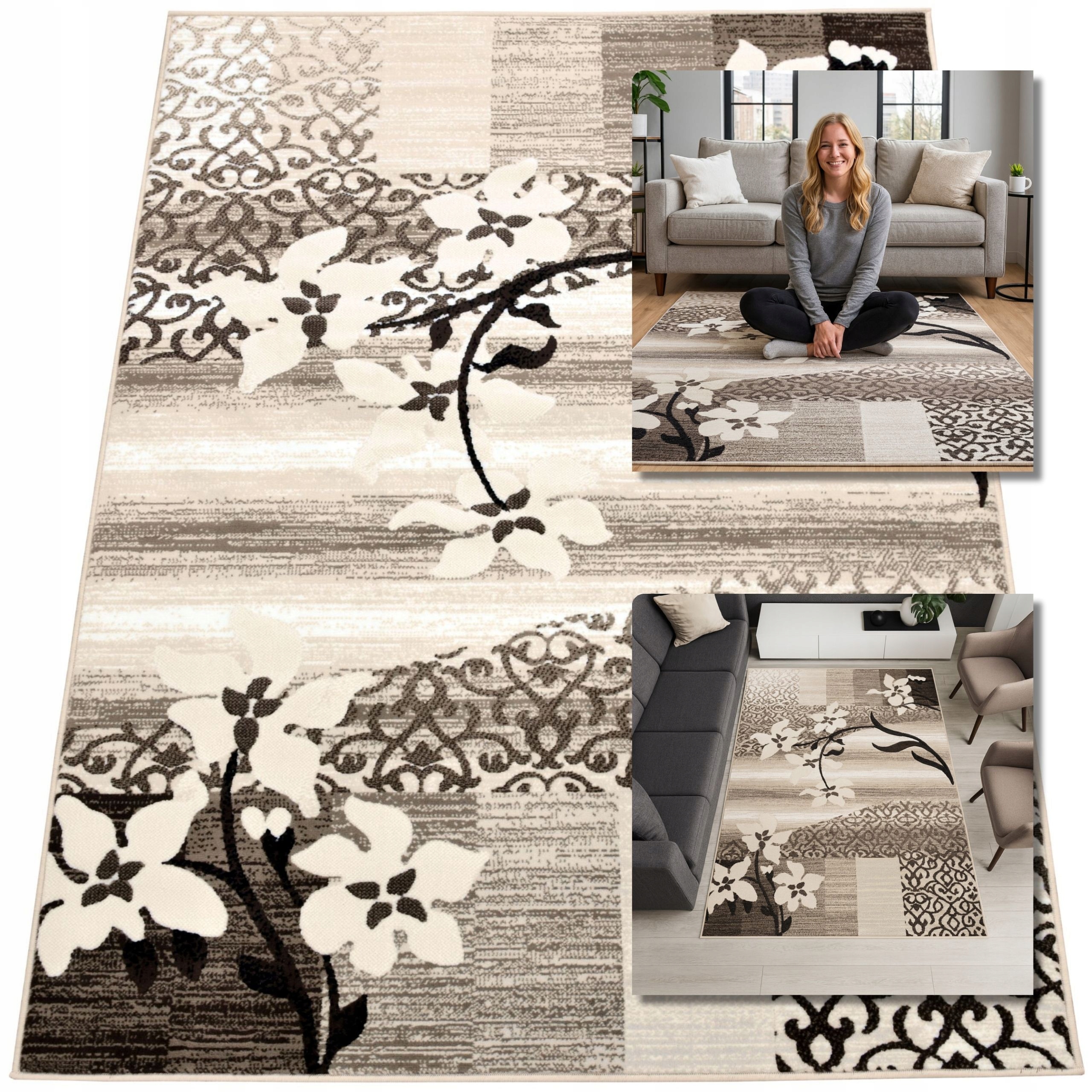 Koberec Moderní Koberec Hnědý Krémový Venezia Koberce Do Obývacího Pokoje 120x170