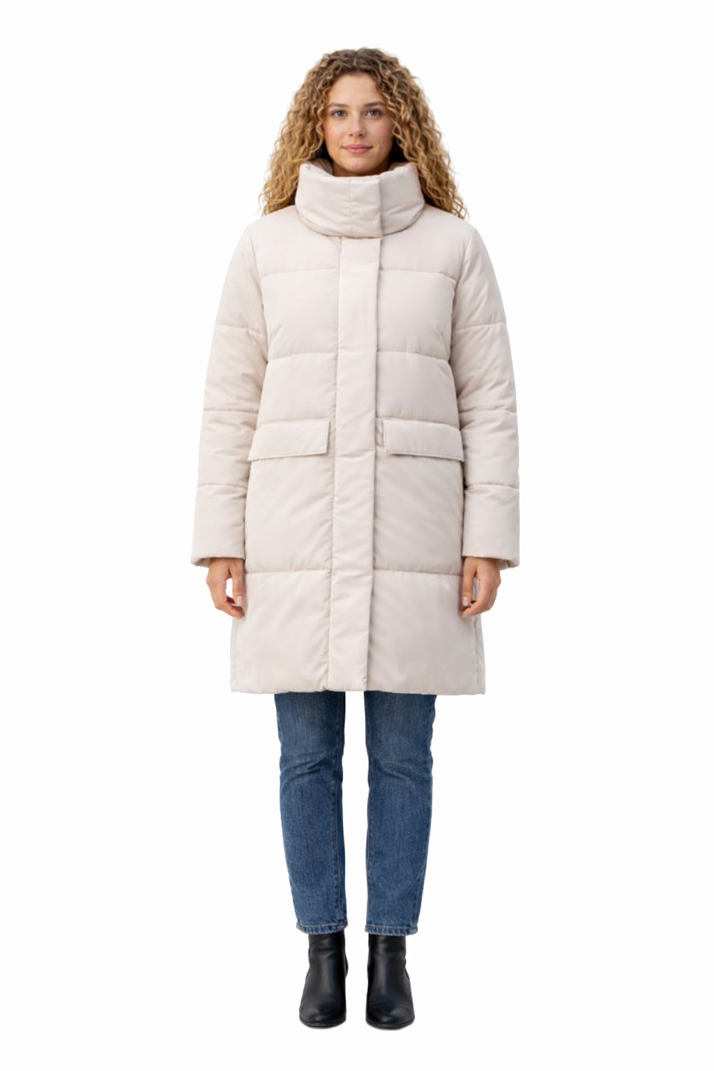 Calvin Klein Jeans Béžová Prošívaná Bunda S Vysokým Límcem Xs I4C