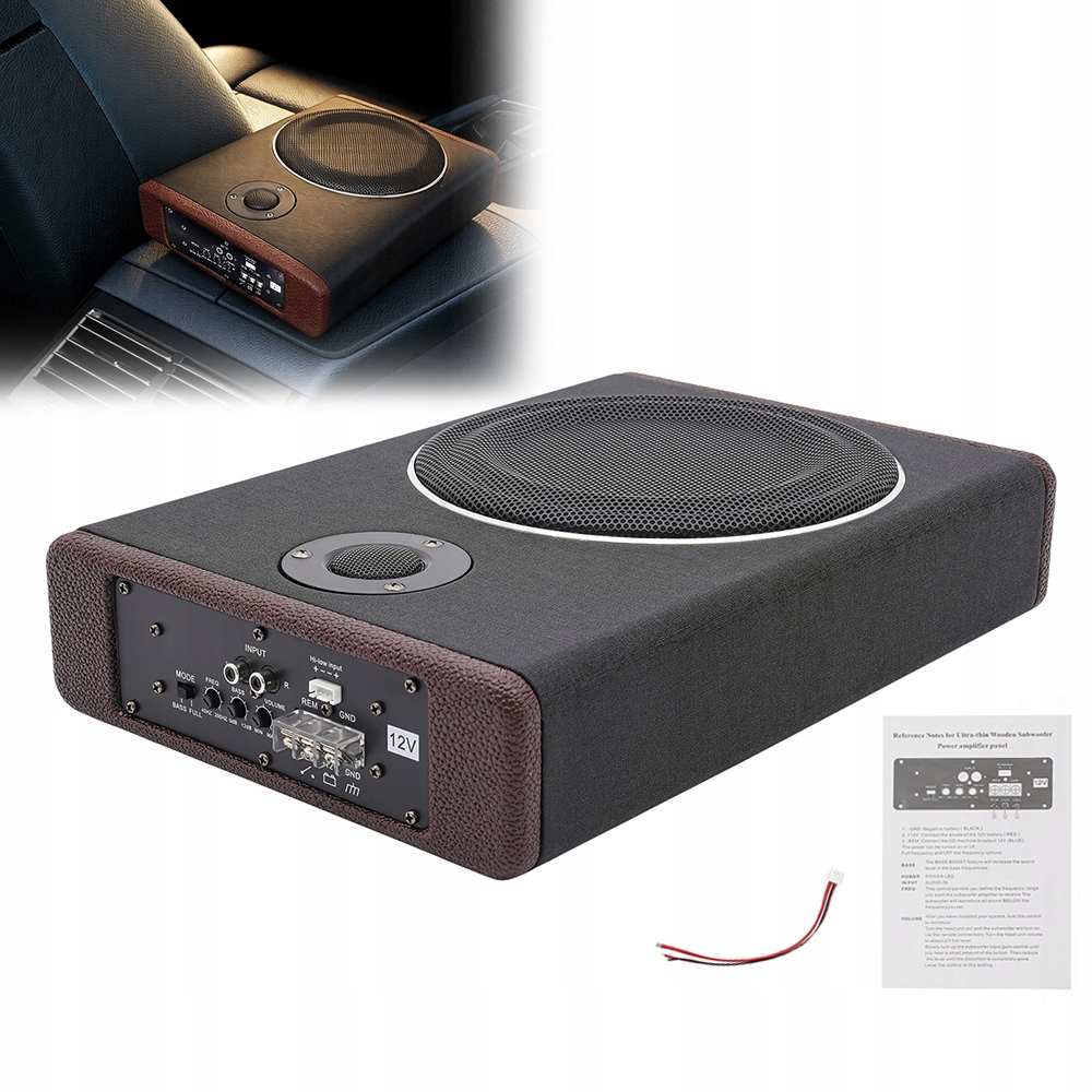 8-CALOWY Subwoofer Samochodowy 600W 12V Z Pozytywnym Przewodem, Czarny