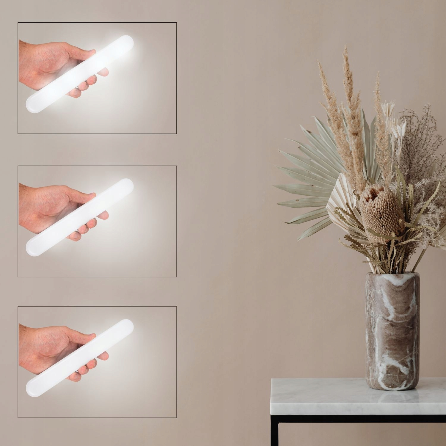 Bezprzewodowa Lampka LED biurko magnetyczna Nocna BIAŁA pod szafkę magnes Szerokość produktu 0.24 cm