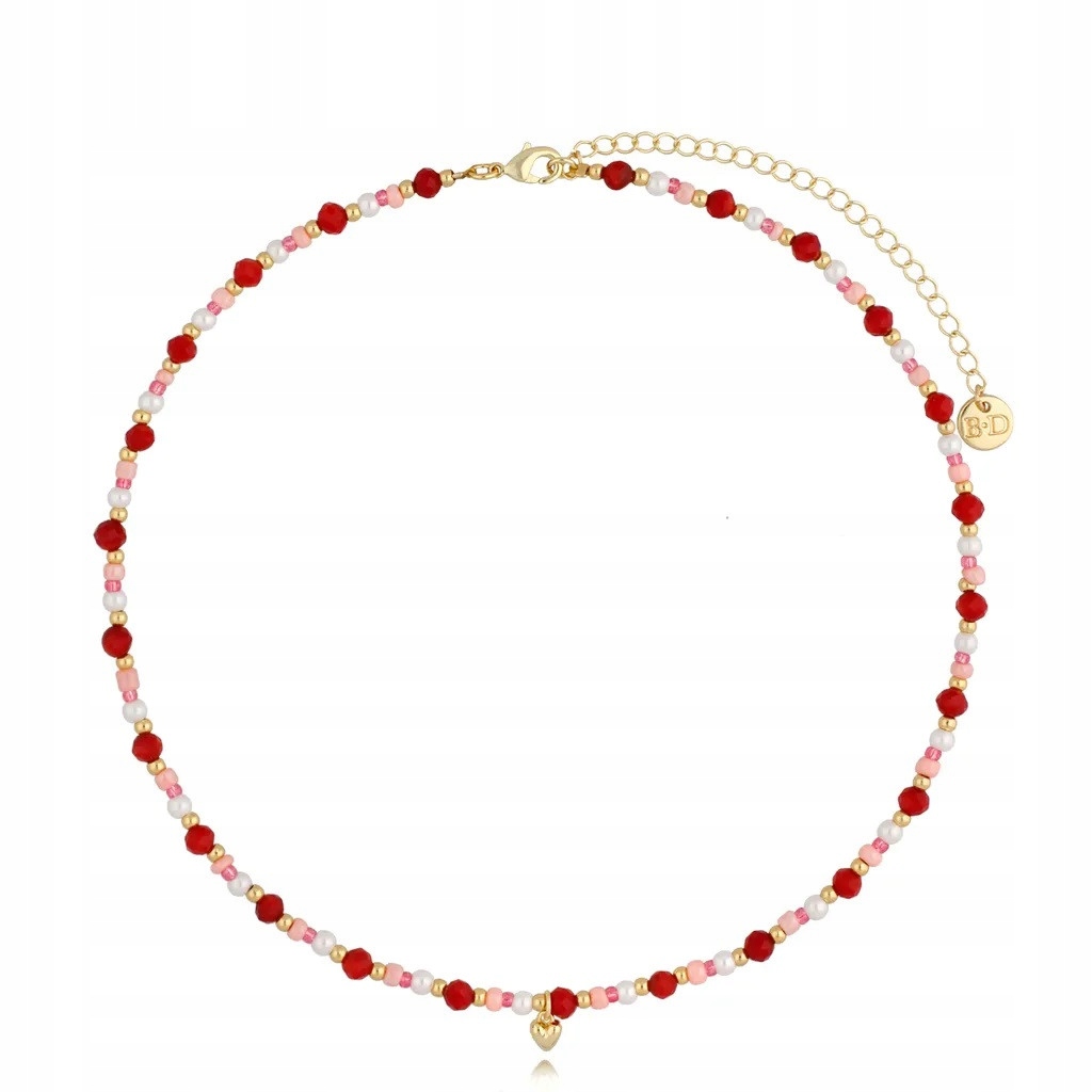 Naszyjnik By Dziubeka wielokolorowy serce szklane kryształki 44cm