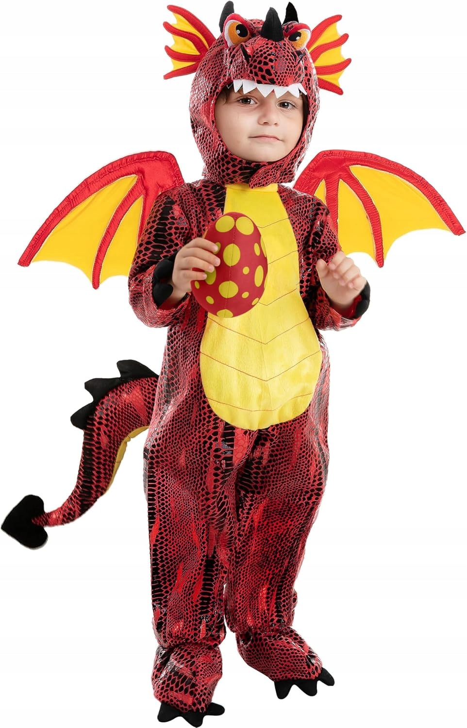 Kostium smoka dla dzieci czerwony Small (5-7 yrs) przebranie Halloween