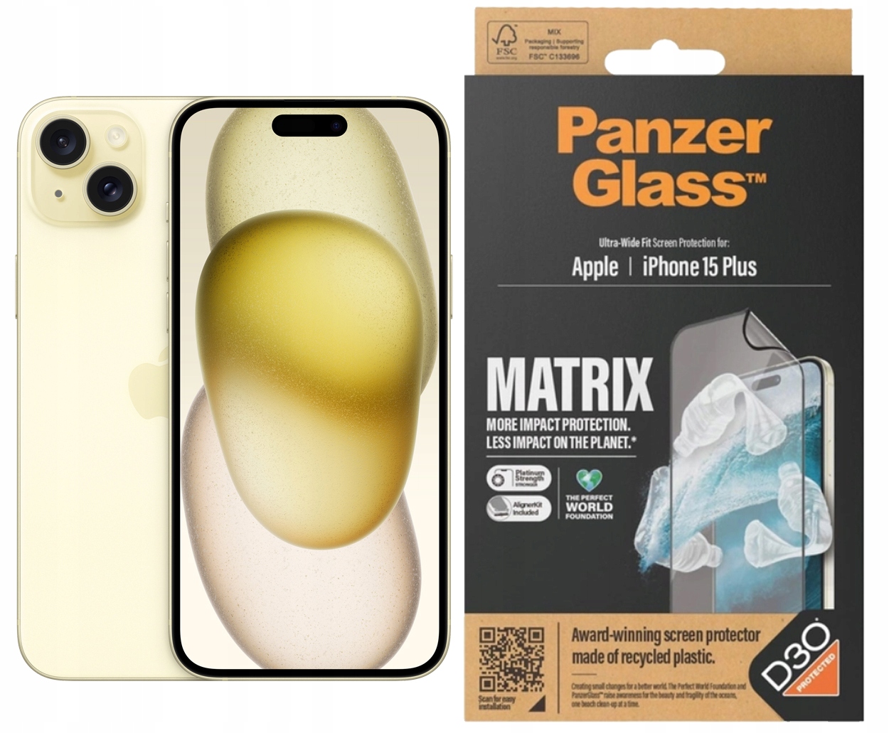 Panzerglass Tvrzené Sklo Ultra-Wide Fit Matrix D30 pro iPhone 15+ 6,7"