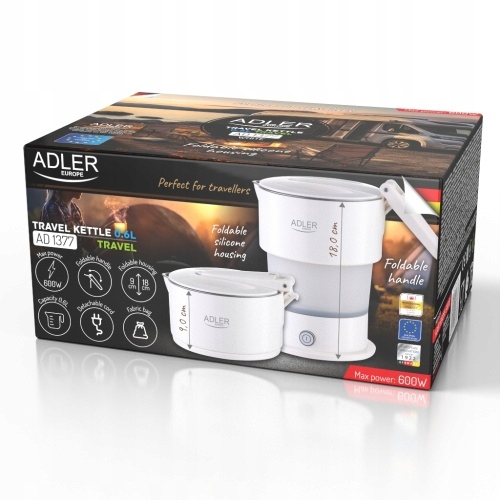 Turystyczny Czajnik Silikonowy Elektryczny White 600W Adler AD 1377 600ml