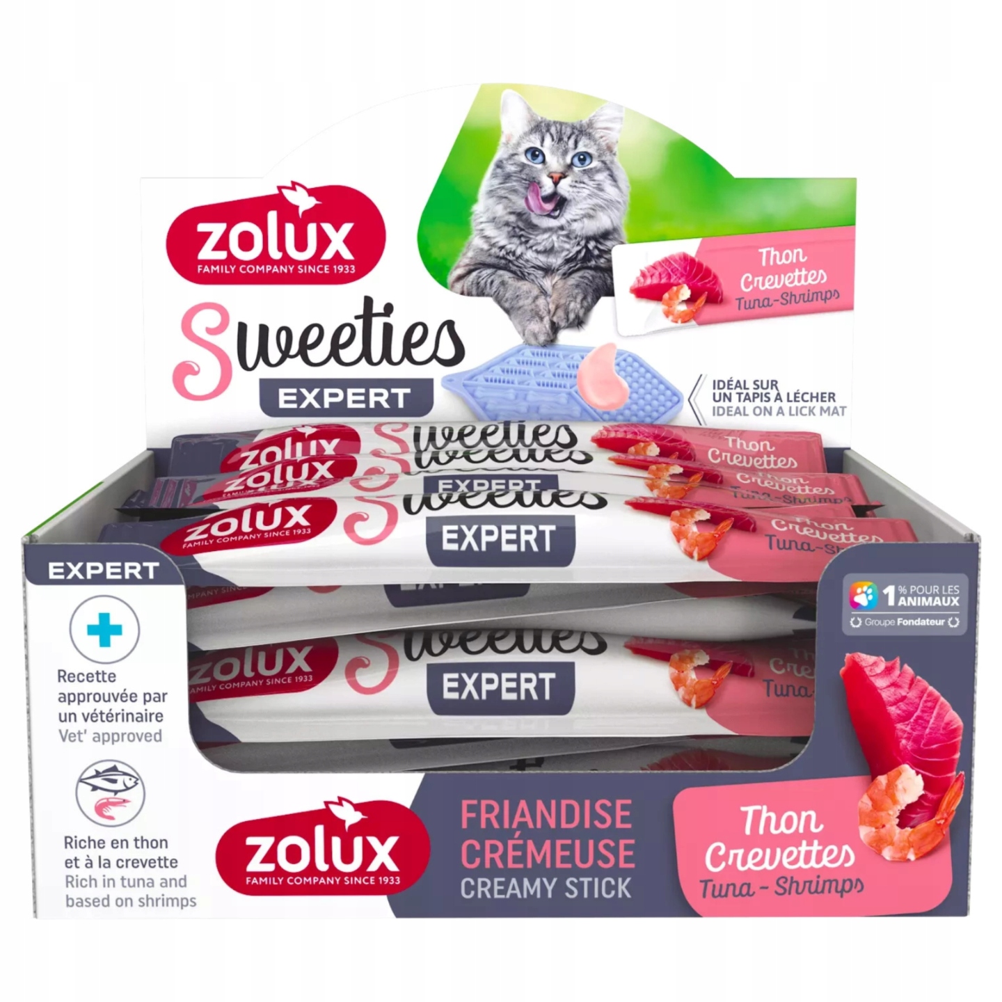 Levně Krémová Pamlsek pro kočky s tuňákem a krevetami, sada 48x14g