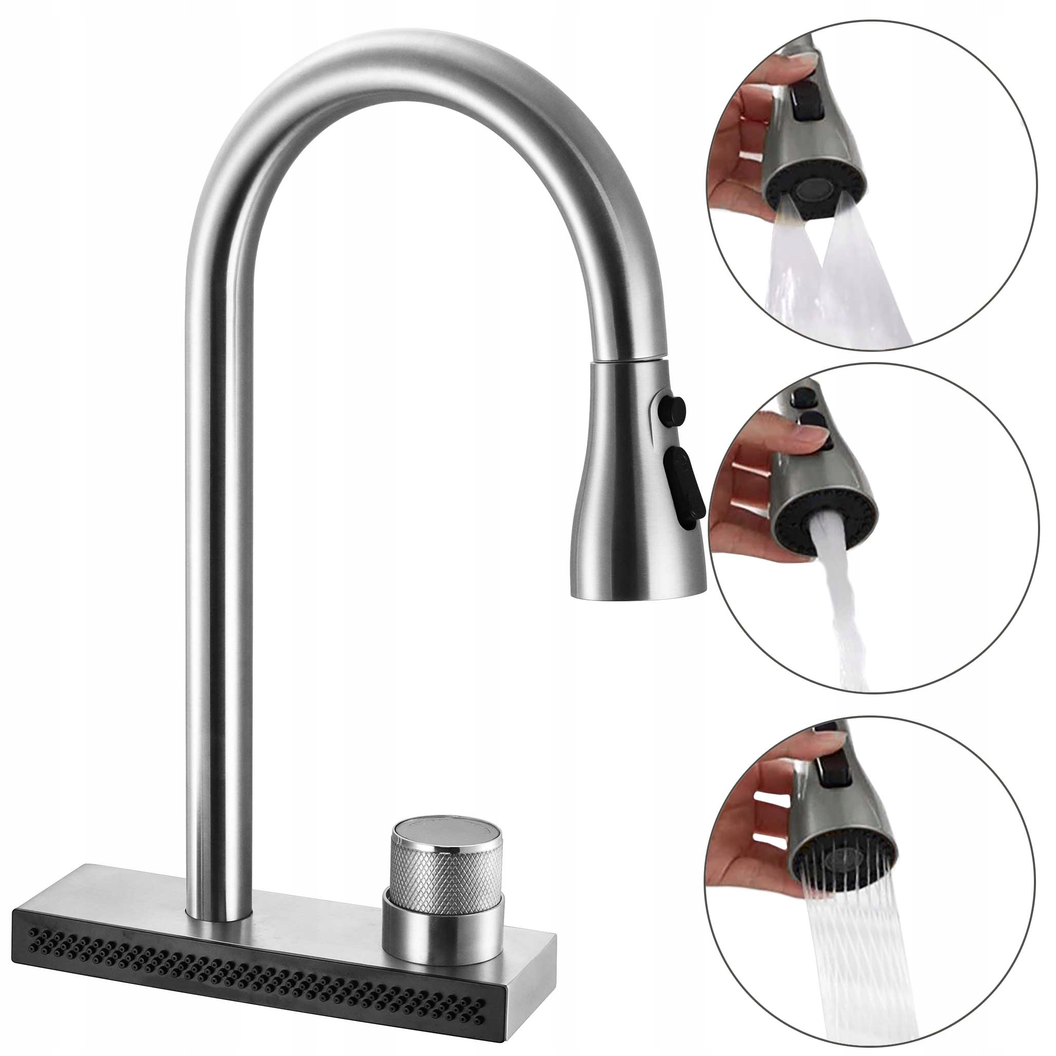 Kuchynská batéria Conor Nikel kartáčovaný vyťahovací výtokový vodopád